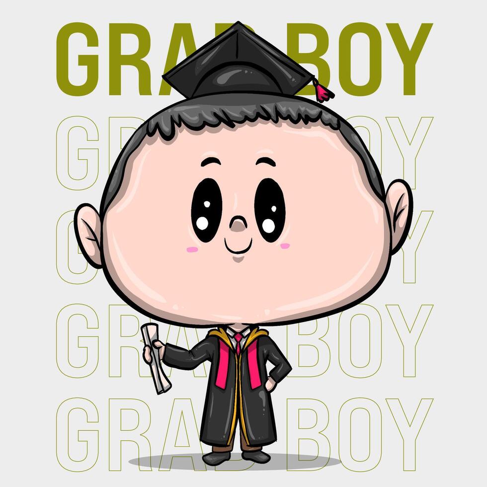 CHIBI CHARACTER GRAD BOY vector