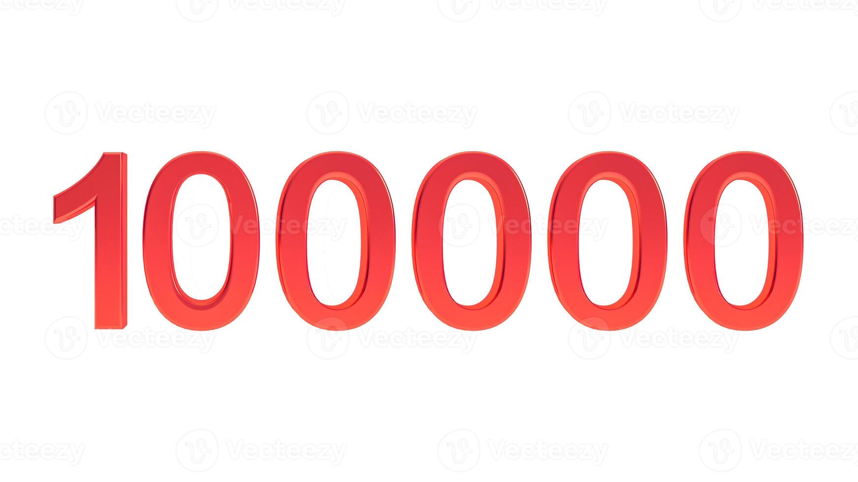 Number 100000 sign, 3d red number one hundred thousand symbol isolated on white background. photo
