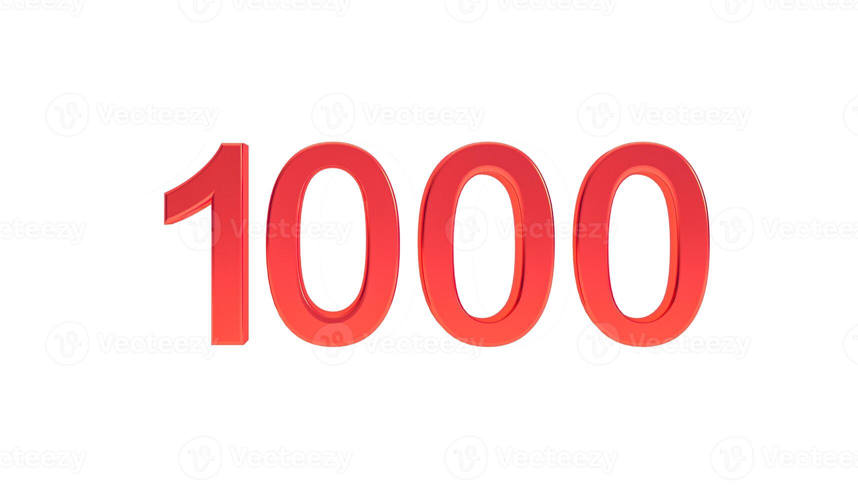 Number 1000 sign, 3d red number one thousand symbol isolated on white ...