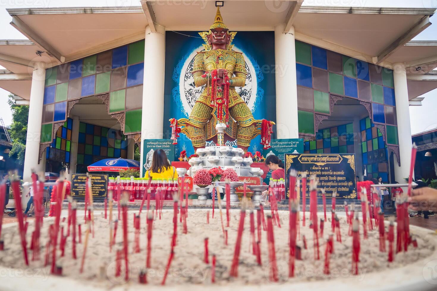 Thao Wessuwan Statue.Thai Guardian of Wealth and Spirits in a Sacred Temple at Ayutthaya, Thailand. photo