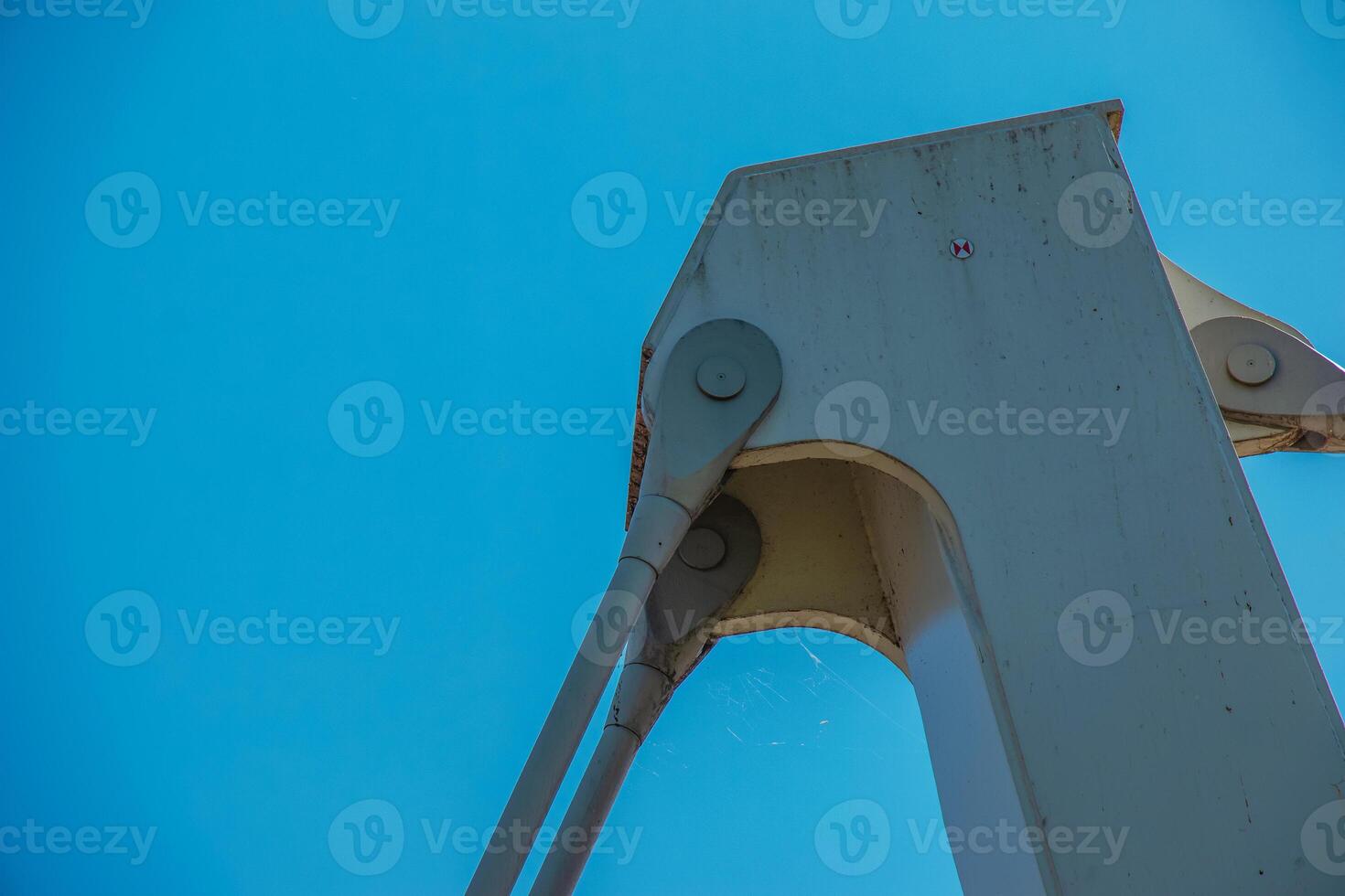 Bridge on river Nitra. Modern architecture. Design elements against the blue sky. photo