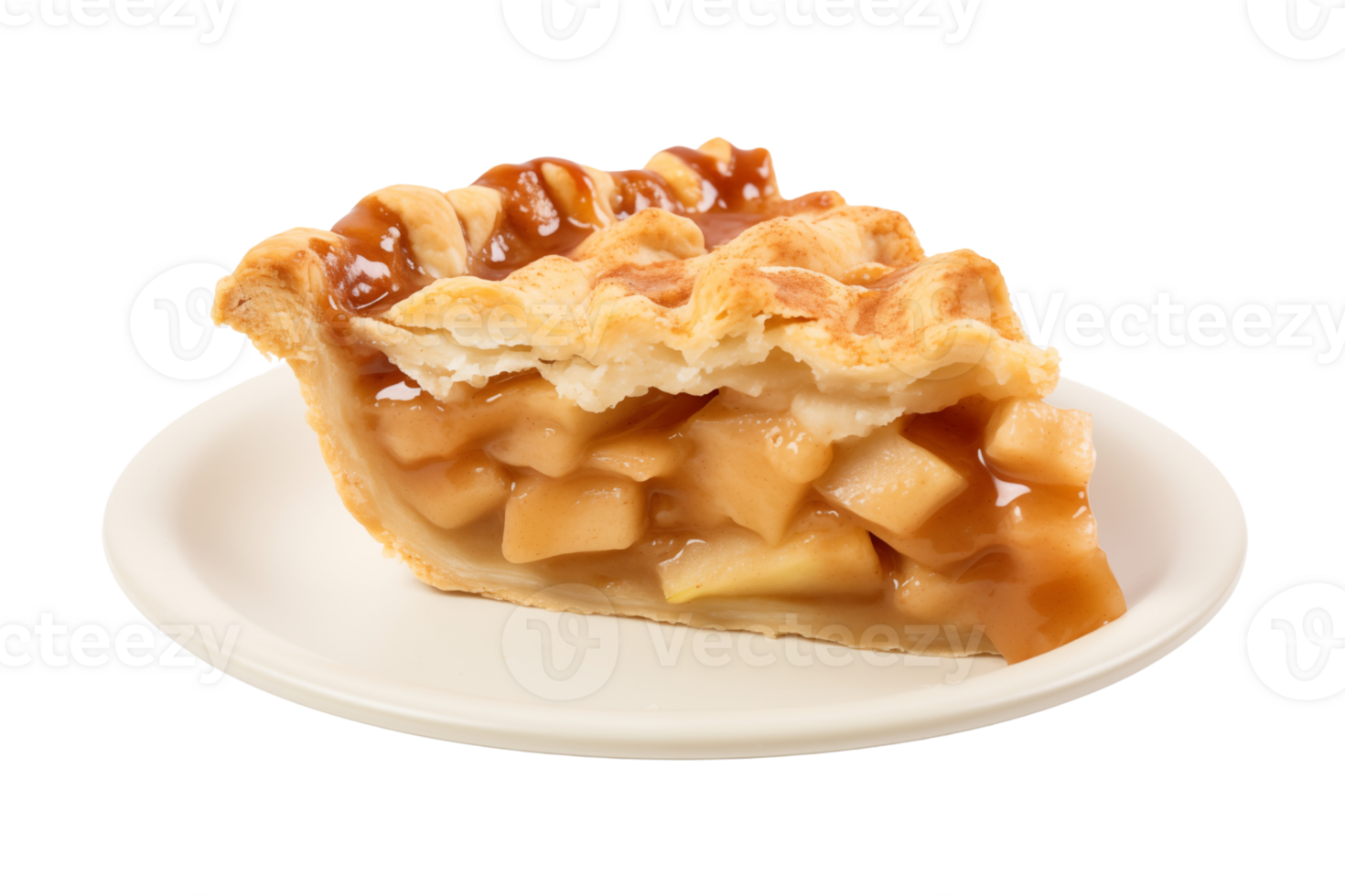 Apple pie slice isolated on transparent background png