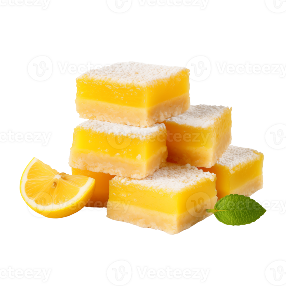 Tangy lemon bars isolated on transparent background png