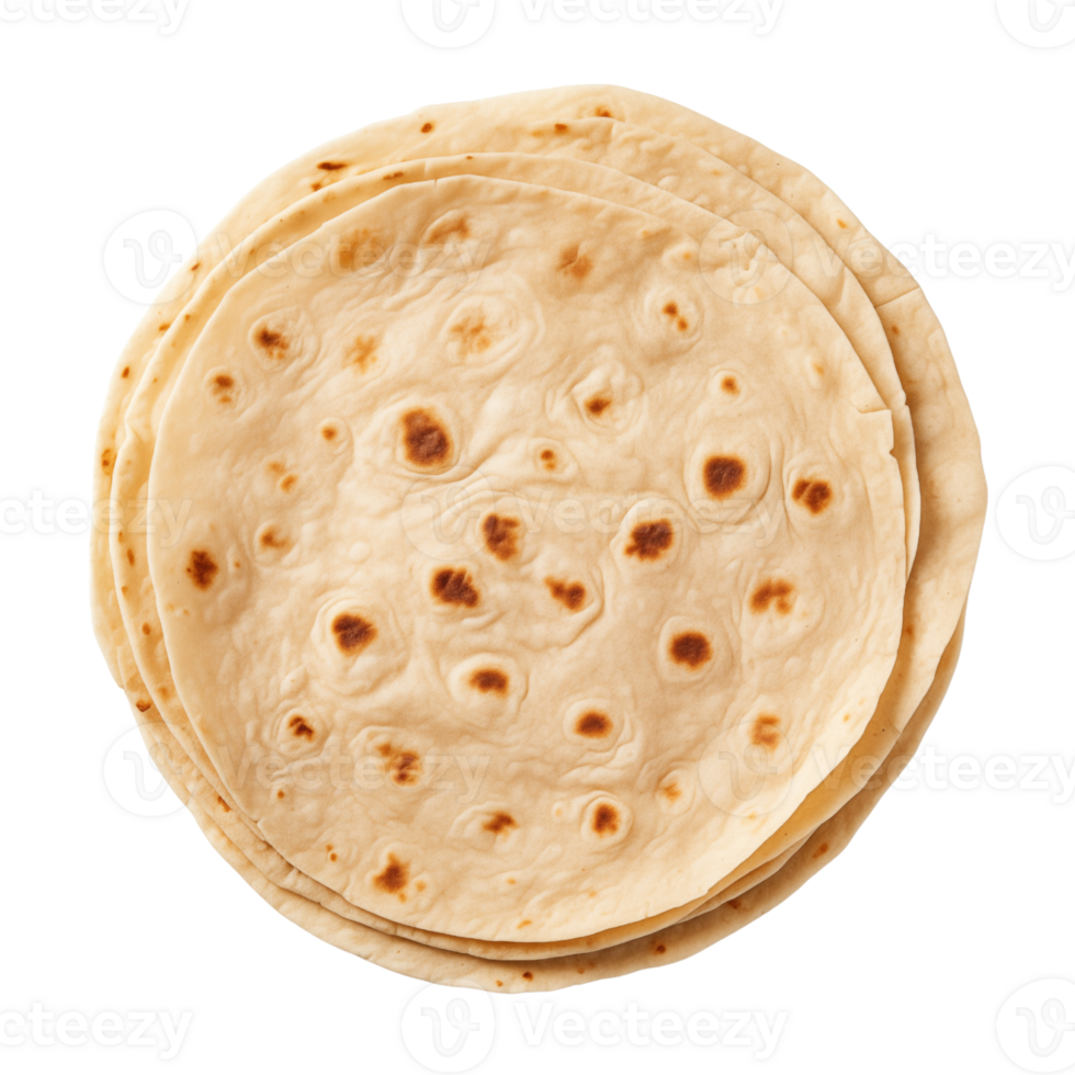 Indian chapati roti isolated on transparent background png