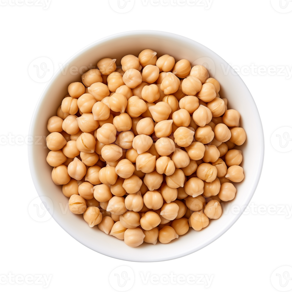 Cooked chickpeas in white bowl isolated on transparent background png