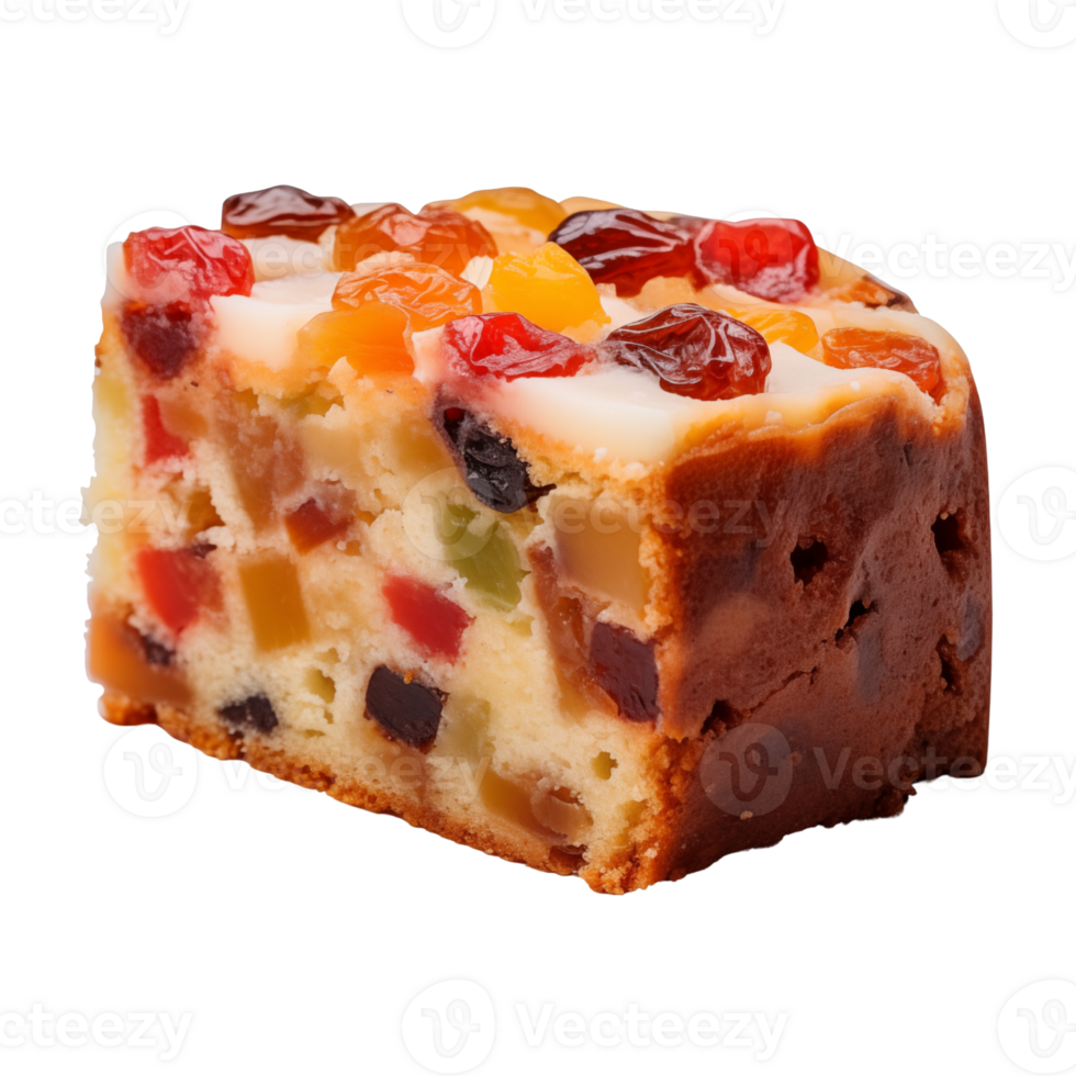 Slice of fruitcake isolated on transparent background png
