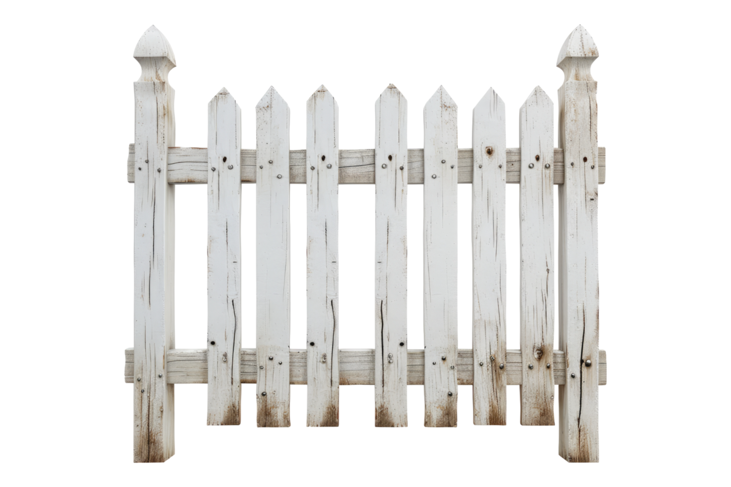 A white picket fence with a wooden post png
