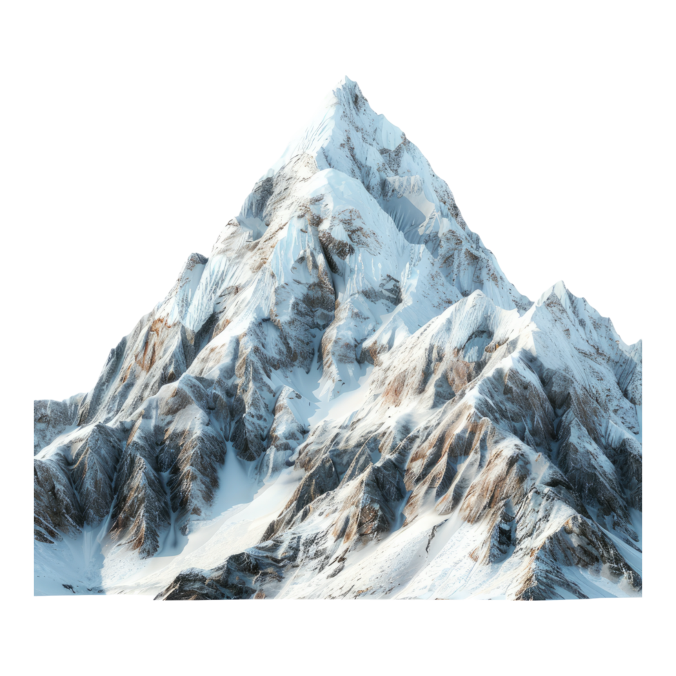 Majestic mountain peaks covered in snow Isolated in transparent background. on transparent background png