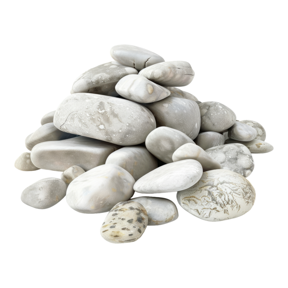Pile of white stones Isolated in transparent background. png
