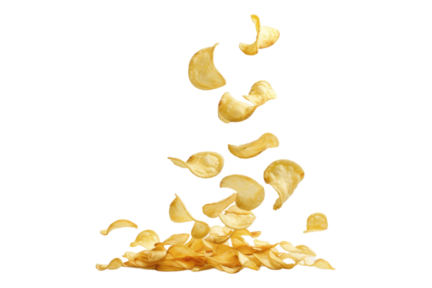 A pile of potato chips falling to the ground png