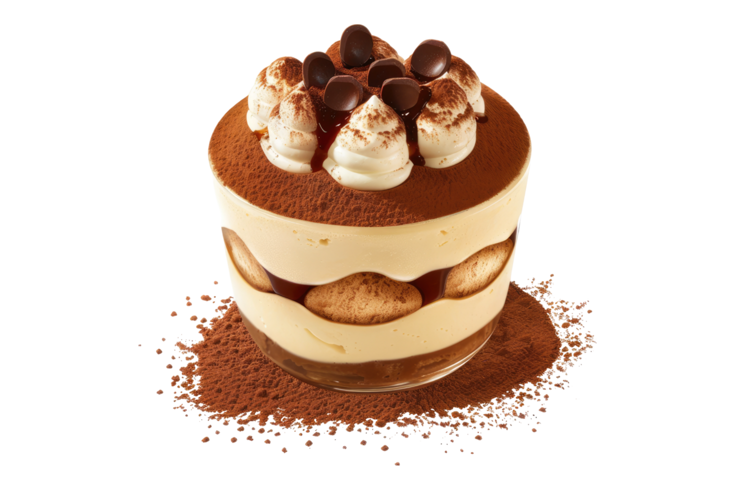 A dessert with chocolate chips and whipped cream png