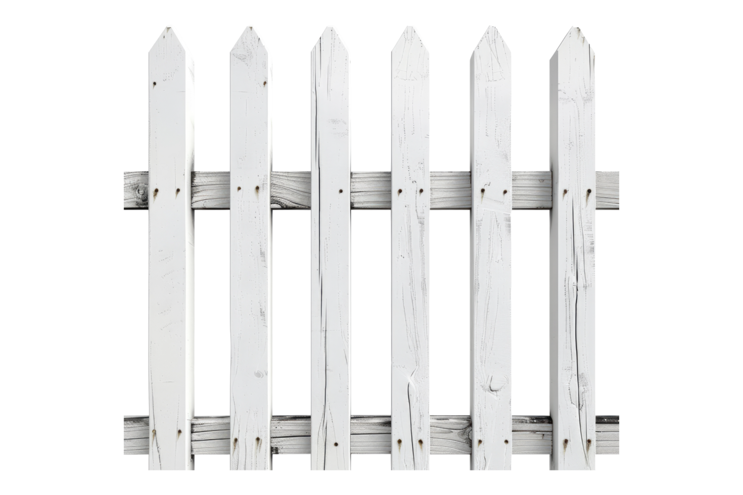 A white picket fence with four posts png