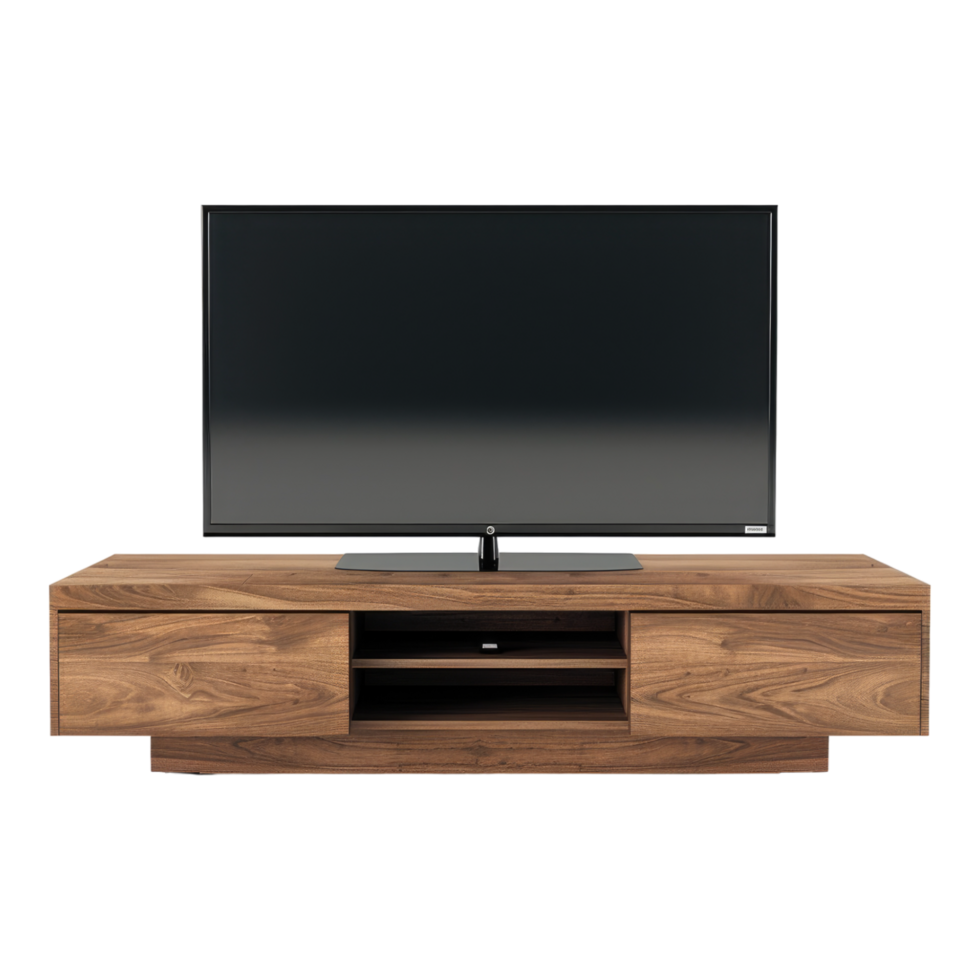 A modern tv stand with a wooden base png