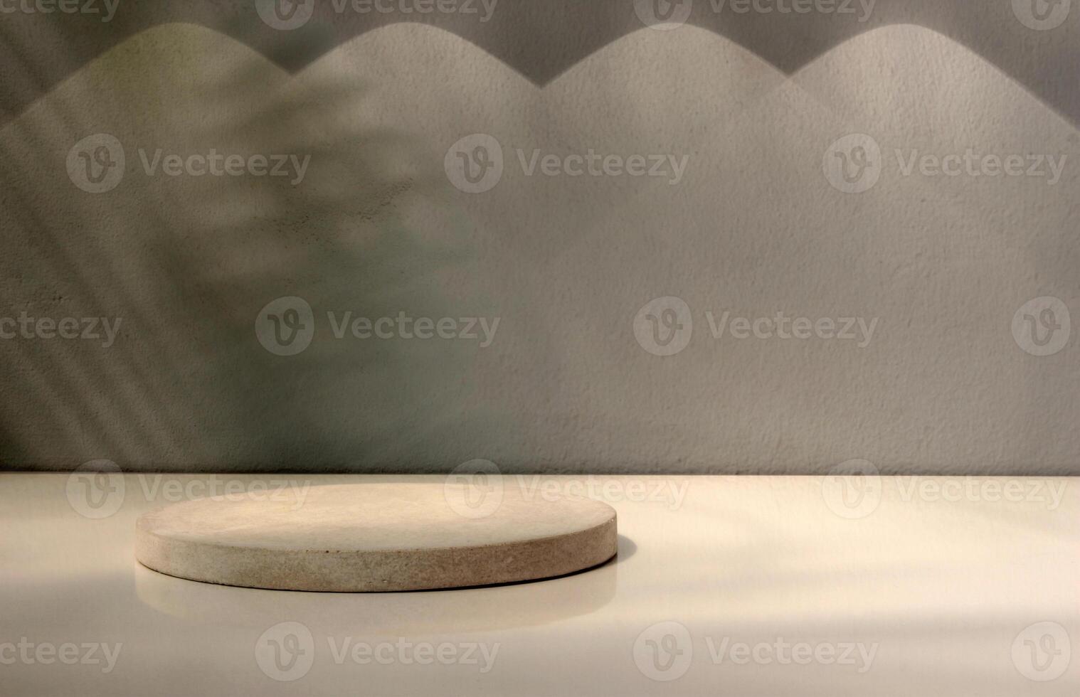 light beam shines on free space show cosmetic product display, podium, stage pedestal or platform photo