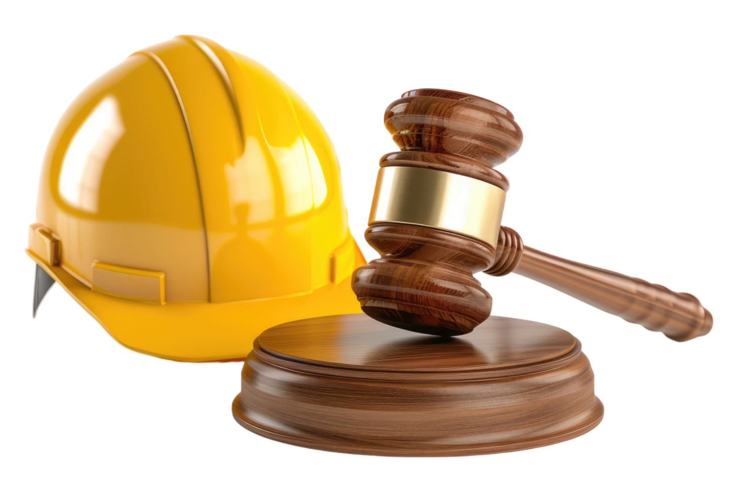 A hard hat and a gavel next to a construction helmet png