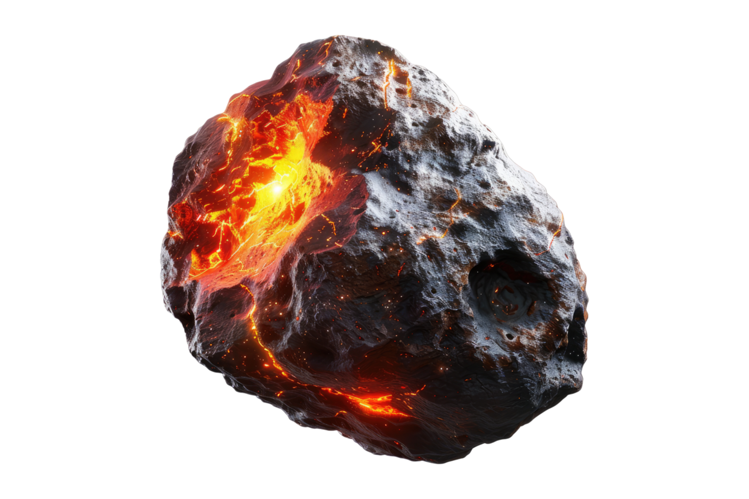 A rock with fire and lava on it png