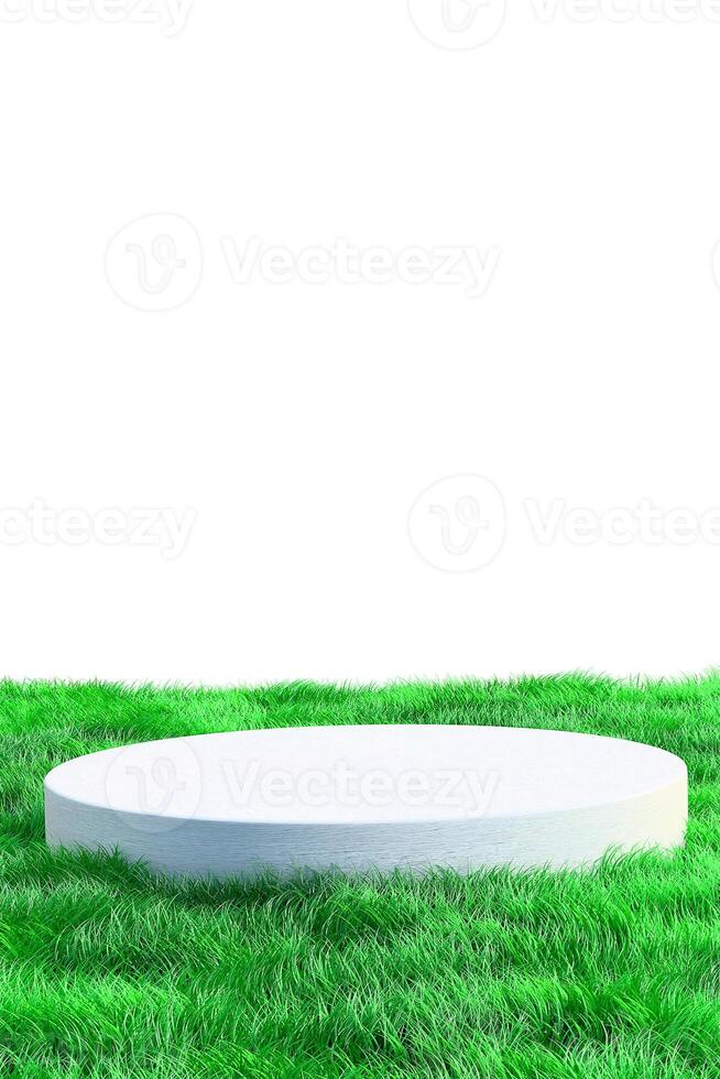 Green lawn grass with a podium with transparent background photo