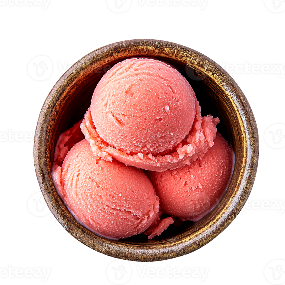 grapefruit sorbet in a rustic bowl isolated on a transparent background png