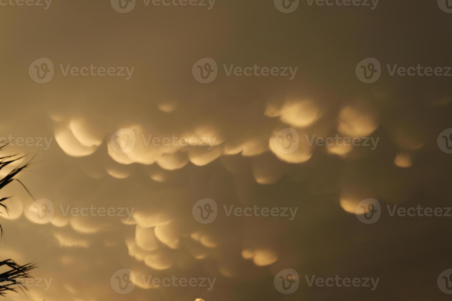 Dramatic sky with mammatus clouds phenomenon that rarely occurs photo
