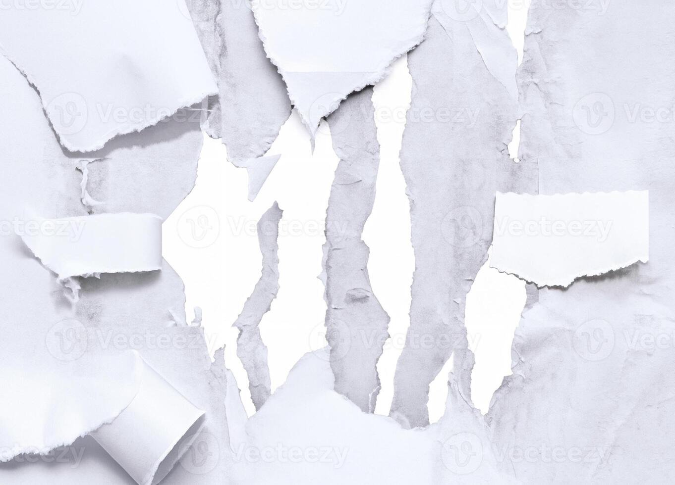 High-resolution white paper texture with torn edges, perfect for grunge and distressed backgrounds. photo