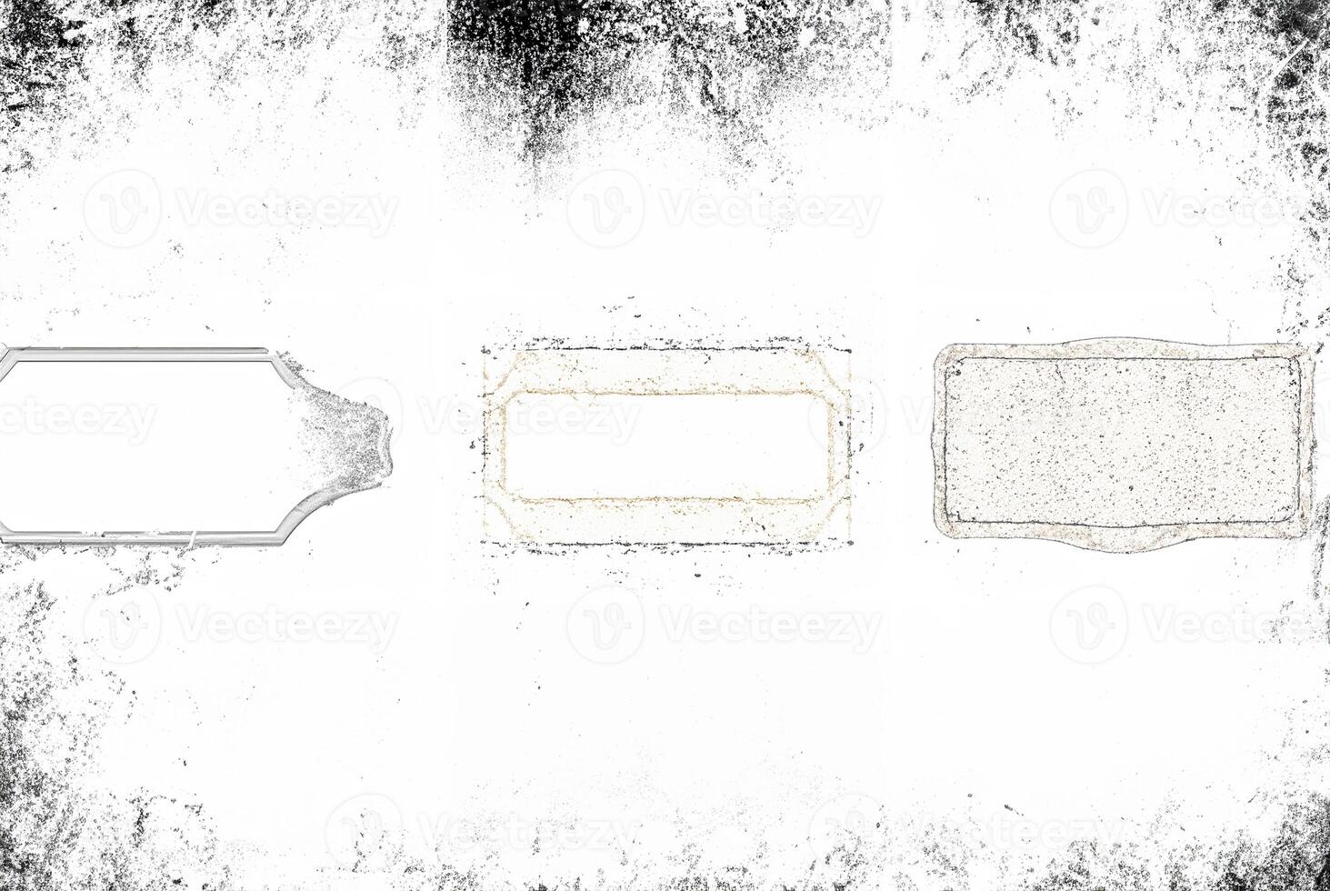 Rough, distressed border texture with black grunge edges and empty white center, ideal for overlay effects. photo