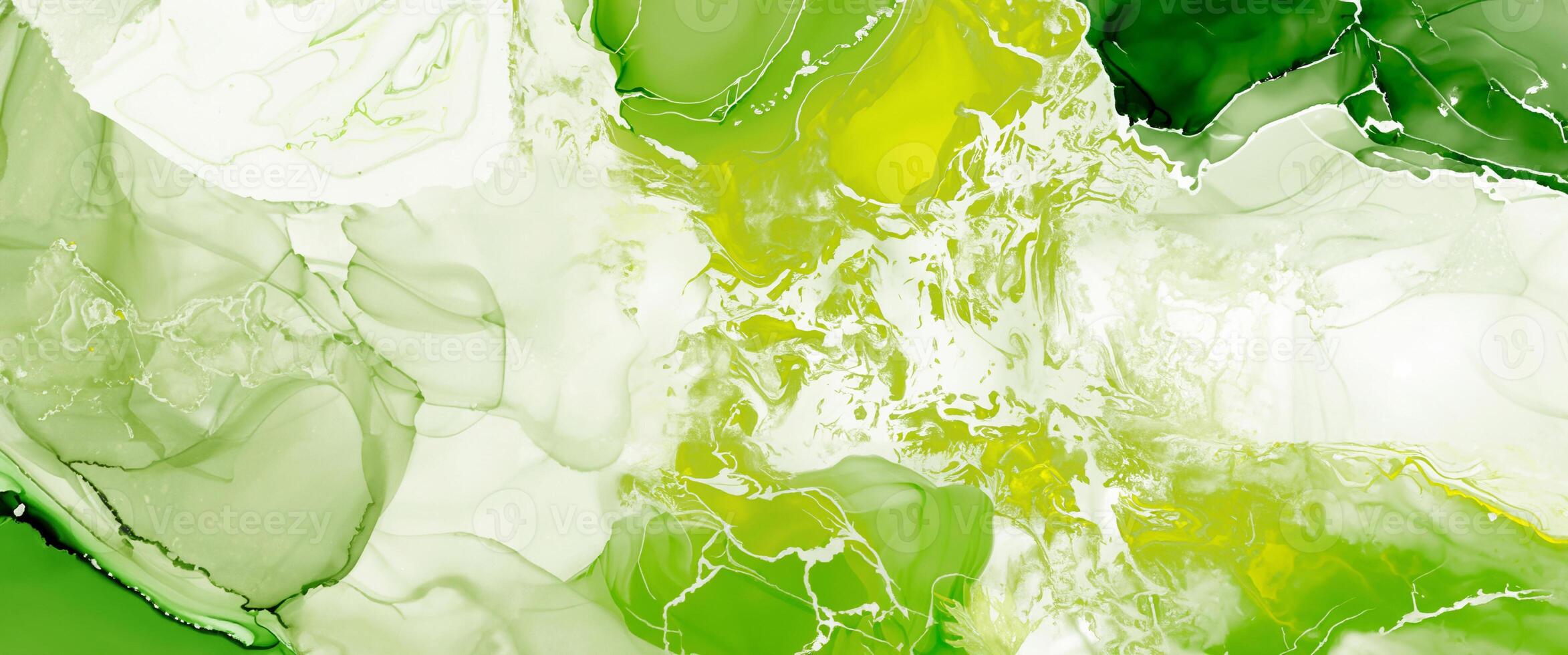 Abstract green and white marble texture with fluid ink swirls, perfect for creative backgrounds and design projects. photo