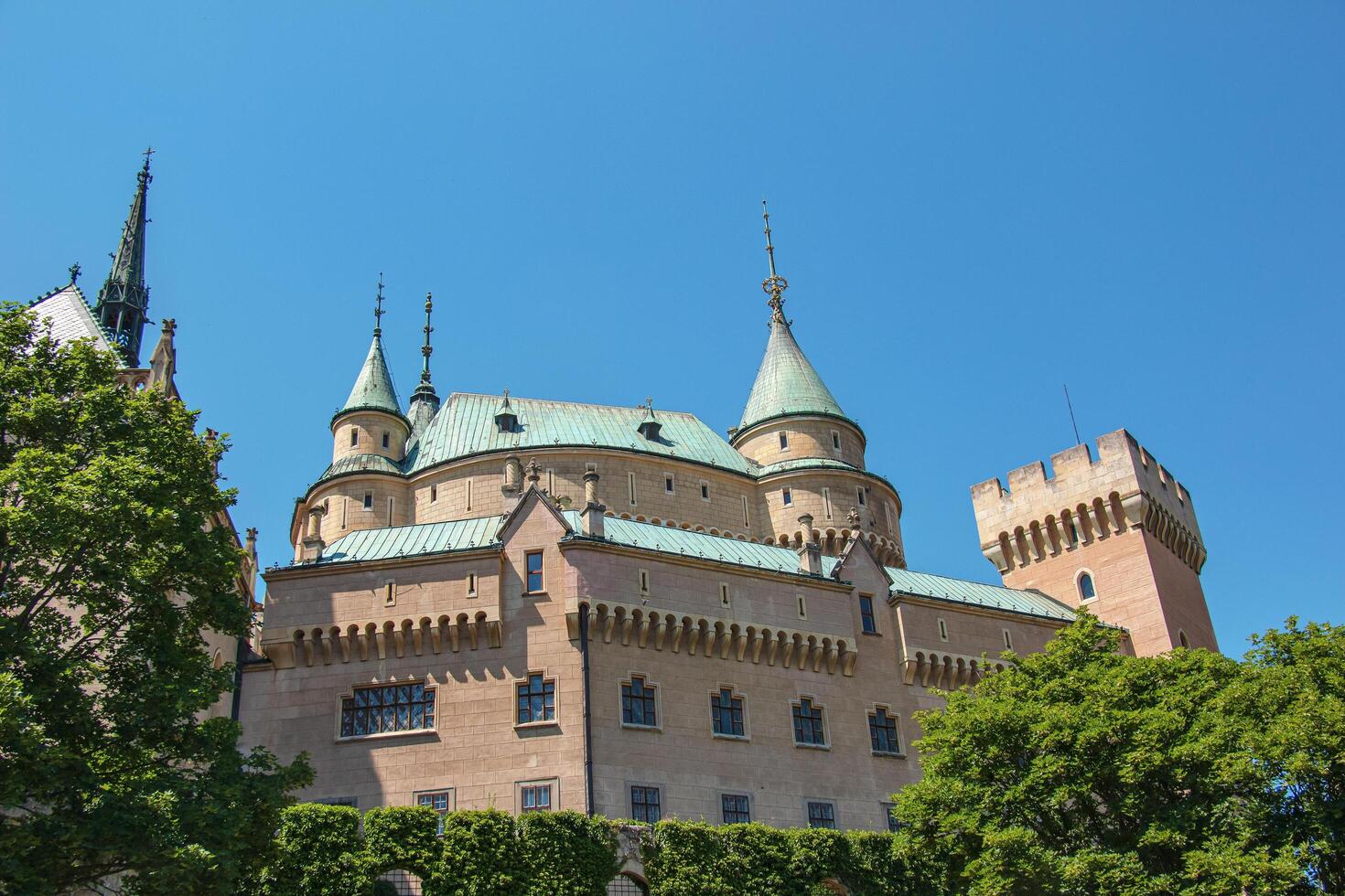 Beautiful Bojnice castle in Slovakia, Central Europe, UNESCO. Medieval architectural monument. photo