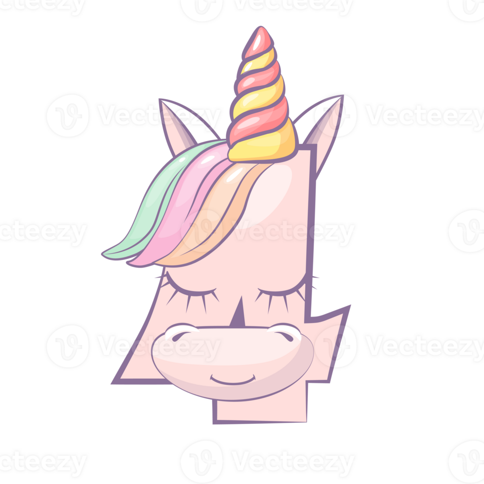 Cartoon number 4 like Unicorn, figure Four. Cartoon of number with a animal concept. Calligraphy, lettering, typography for your Education cards, greeting cards or game. png