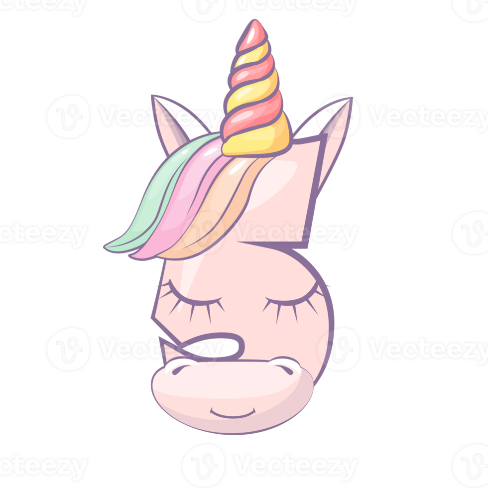 Cartoon number 5 like Unicorn, figure Five. Cartoon of number with a animal concept. Calligraphy, lettering, typography for your Education cards, greeting cards or game. png