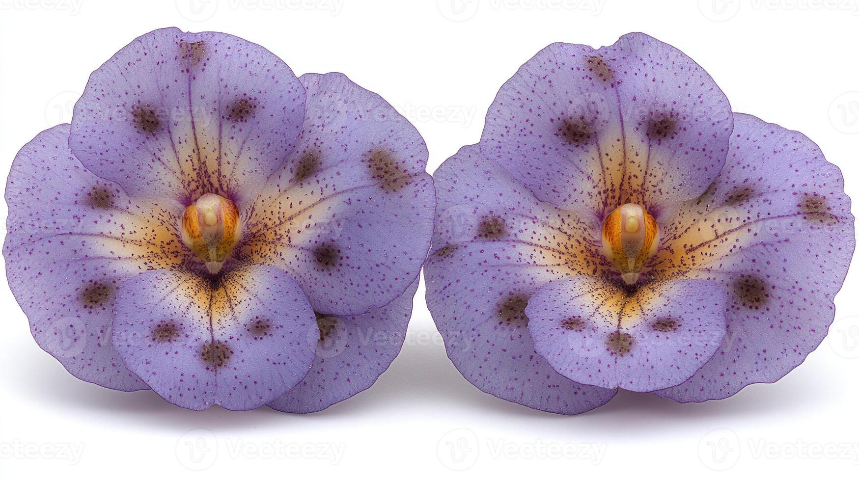 Two vibrant lavender blossoms showcase intricate patterns, adding beauty to the garden photo