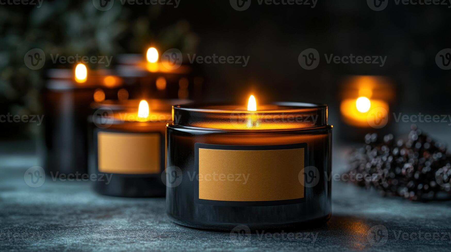 Candle flames dance gently, illuminating a tranquil space filled with calm serenity photo