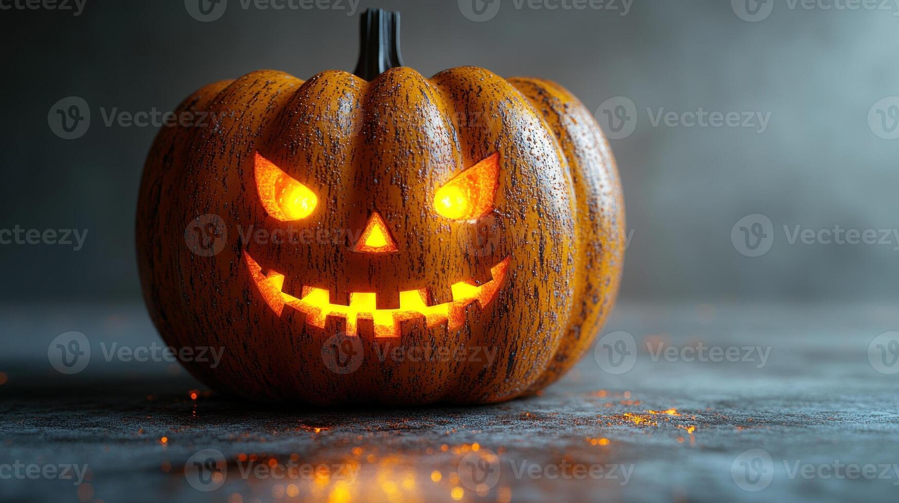 The carved pumpkin emits a spooky glow, creating a mystical Halloween atmosphere photo