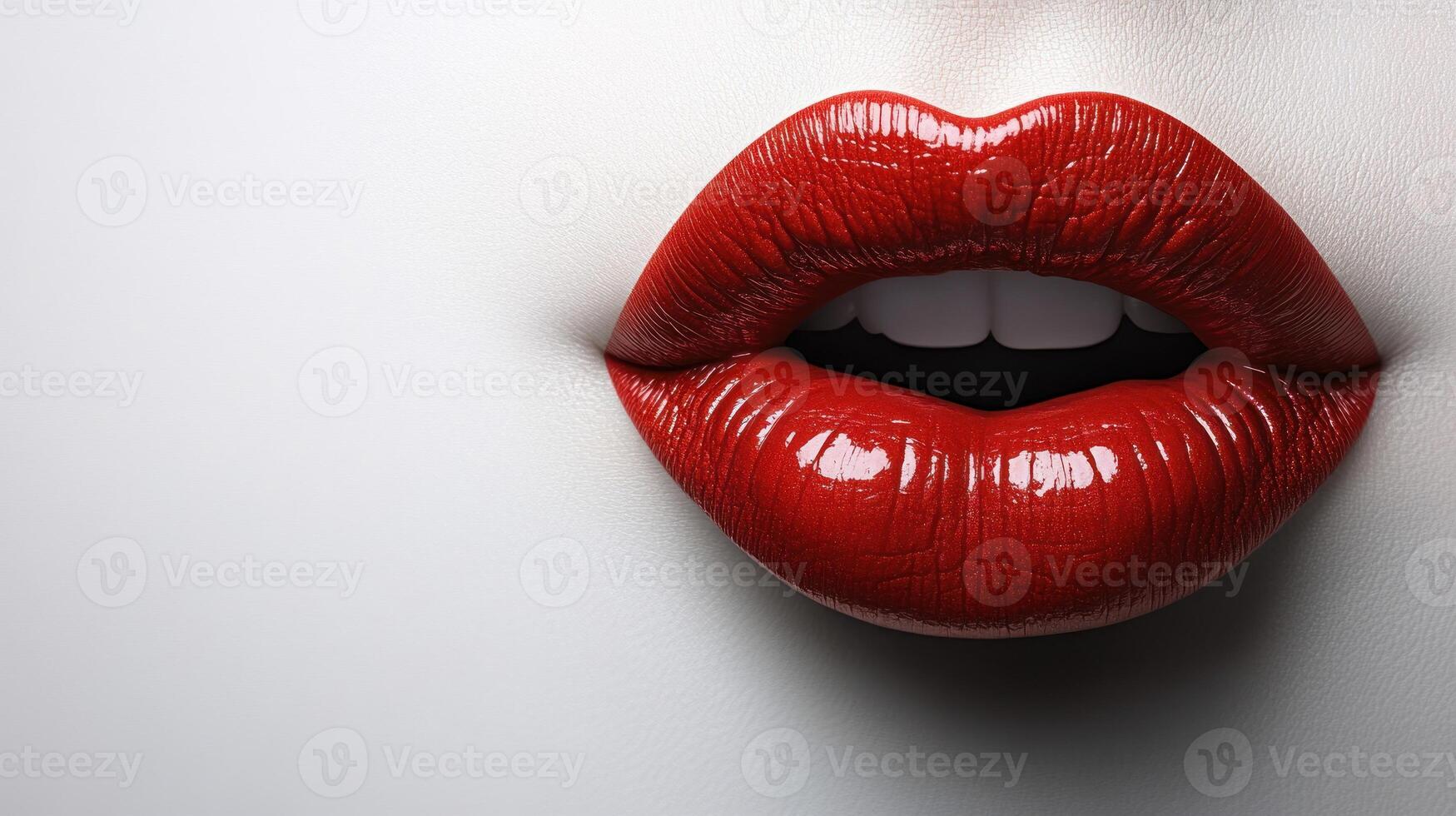 Bold scarlet lips exude confidence and glamour, creating an enchanting allure photo