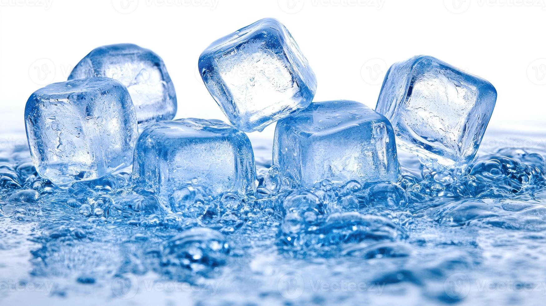 Ice cubes float in sparkling water, creating a refreshing vibe photo