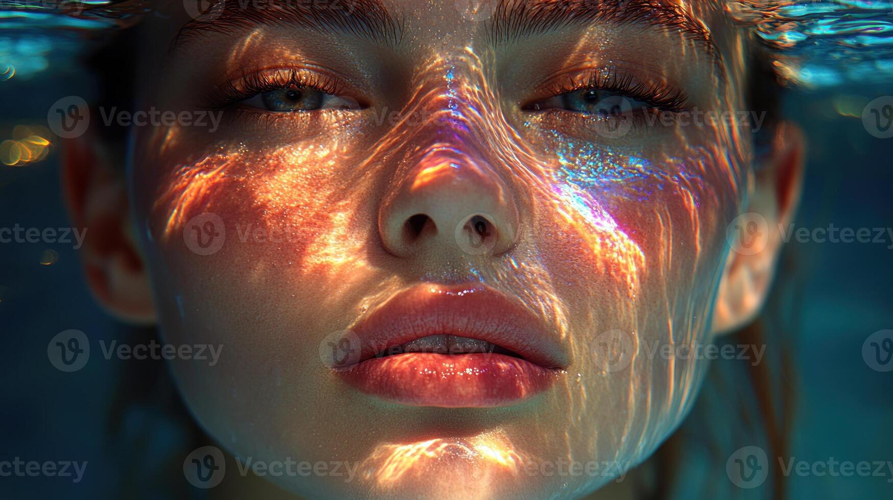Beneath the surface, enchanting colors dance across a tranquil visage photo