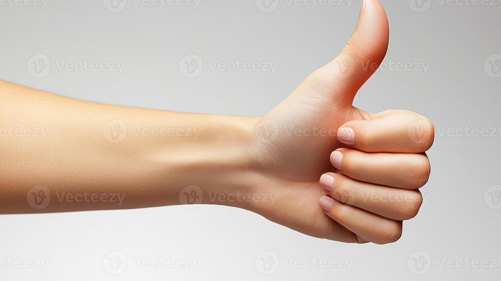 A gesture of approval is expressed with a thumbs-up, radiating positivity photo