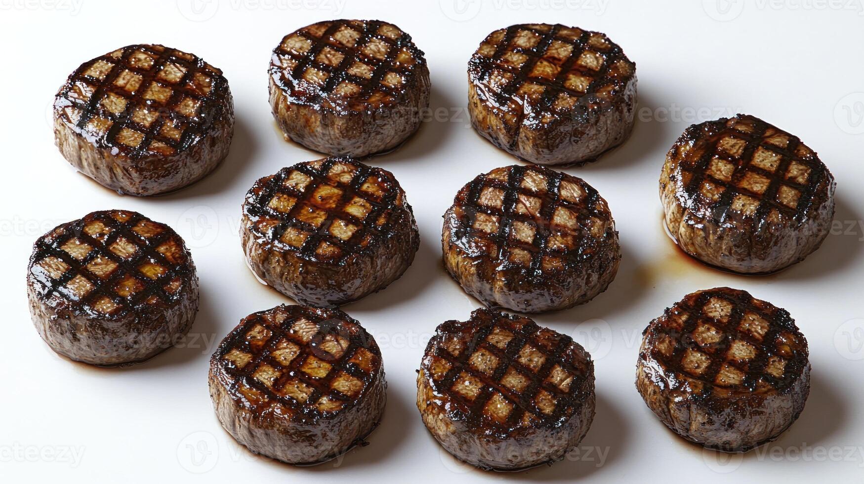 Succulent grilled beef fillets with perfect grill marks, showcasing culinary artistry photo