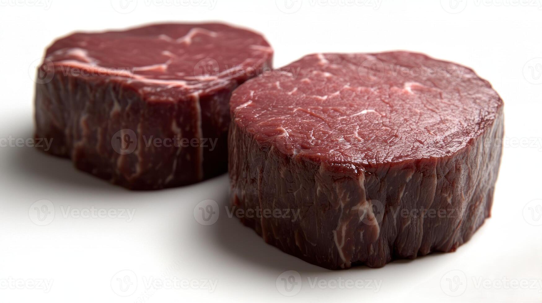 Prime cuts of filet mignon await cooking, showcasing their rich, marbled texture photo