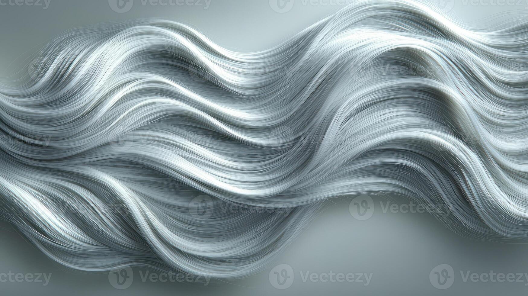 Silvery strands flow in soft waves, presenting a tranquil and delicate aesthetic photo