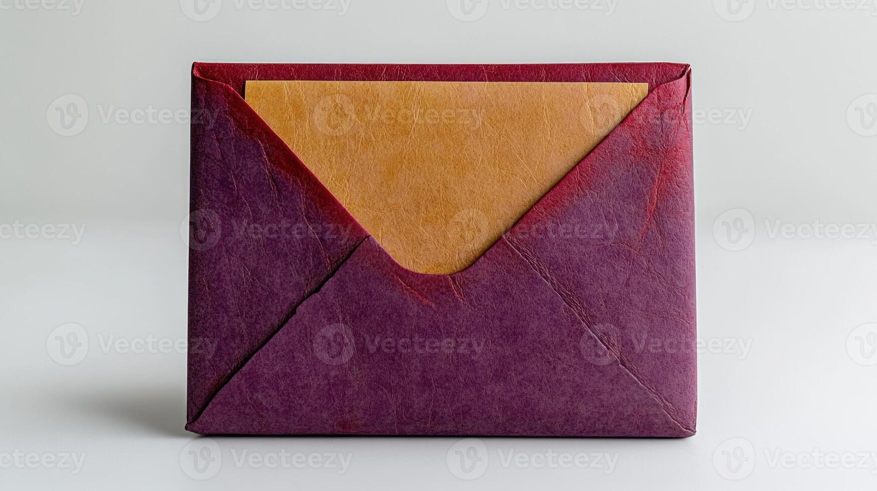 An artistic envelope in purple and tan awaits heartfelt messages inside photo