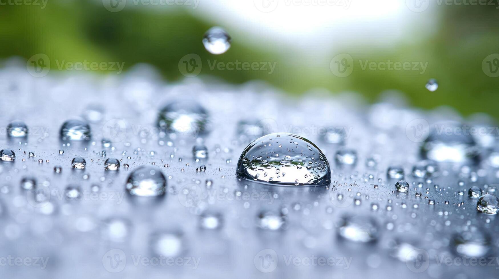 Water droplets glisten on a leaf's surface, catching the soft light of early morning photo