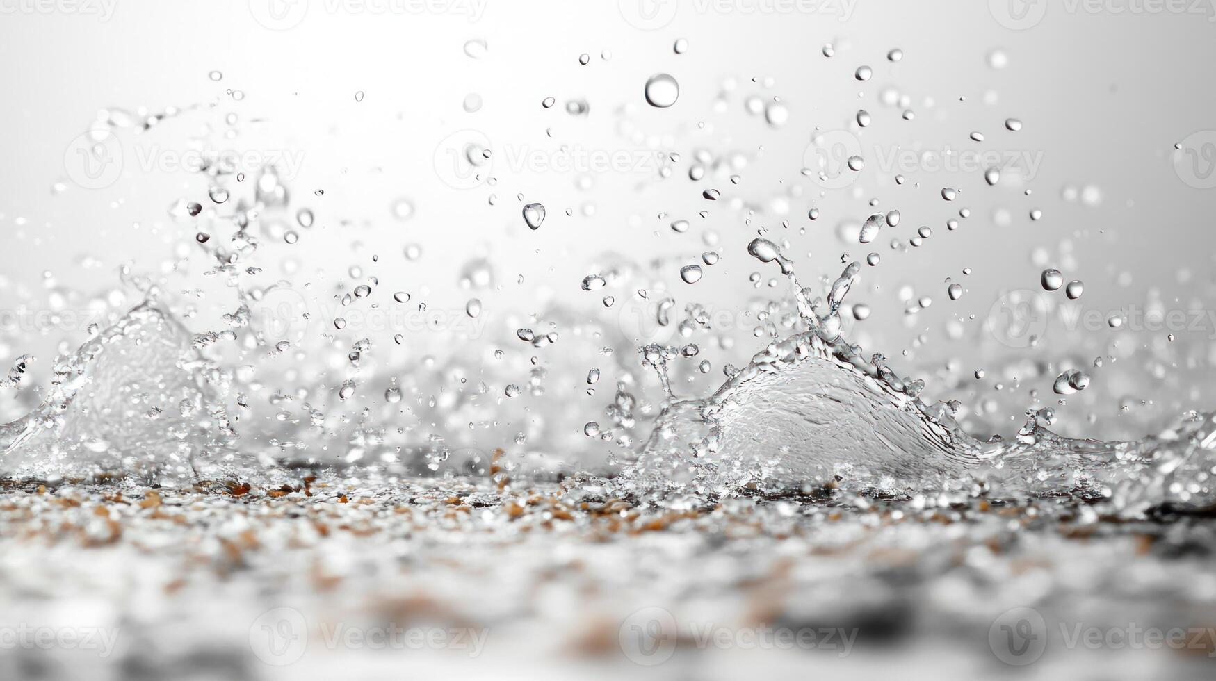 Raindrops create mesmerizing patterns while splashing on a smooth surface photo