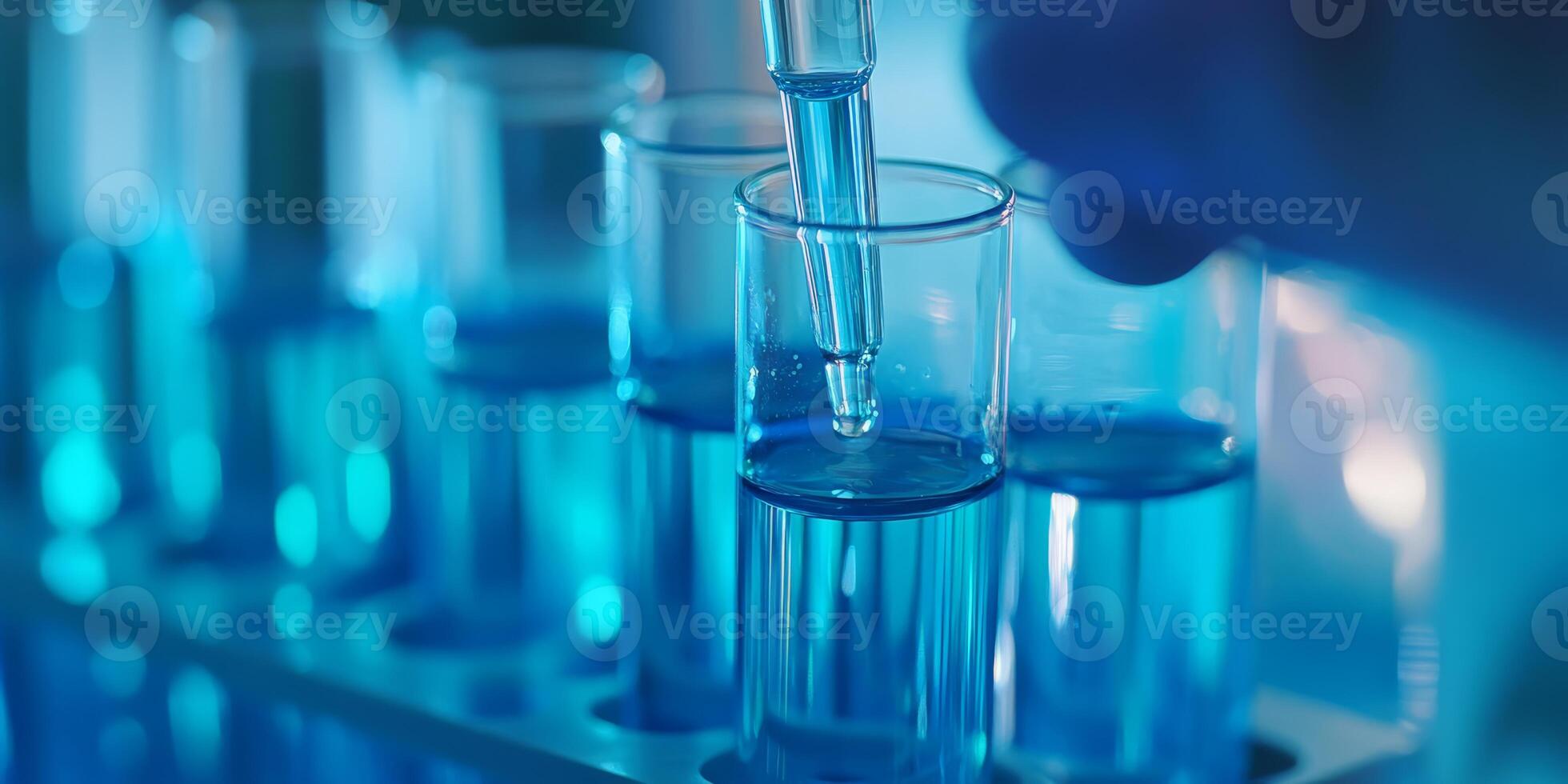 The image captures a skilled lab technician expertly handling test tubes in a biotech research facility, showcasing their precision, expertise, and dedication to science and technology photo