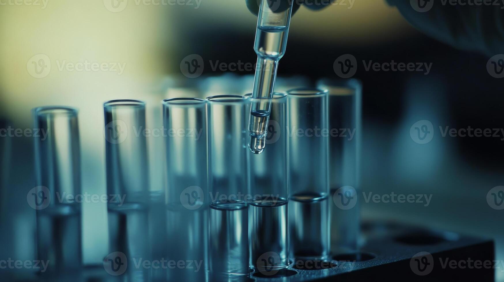 Here we see a closeup view of a detailoriented lab technician meticulously handling a test tube, showcasing the precision and care taken in biotechnology research and experimentation processes photo