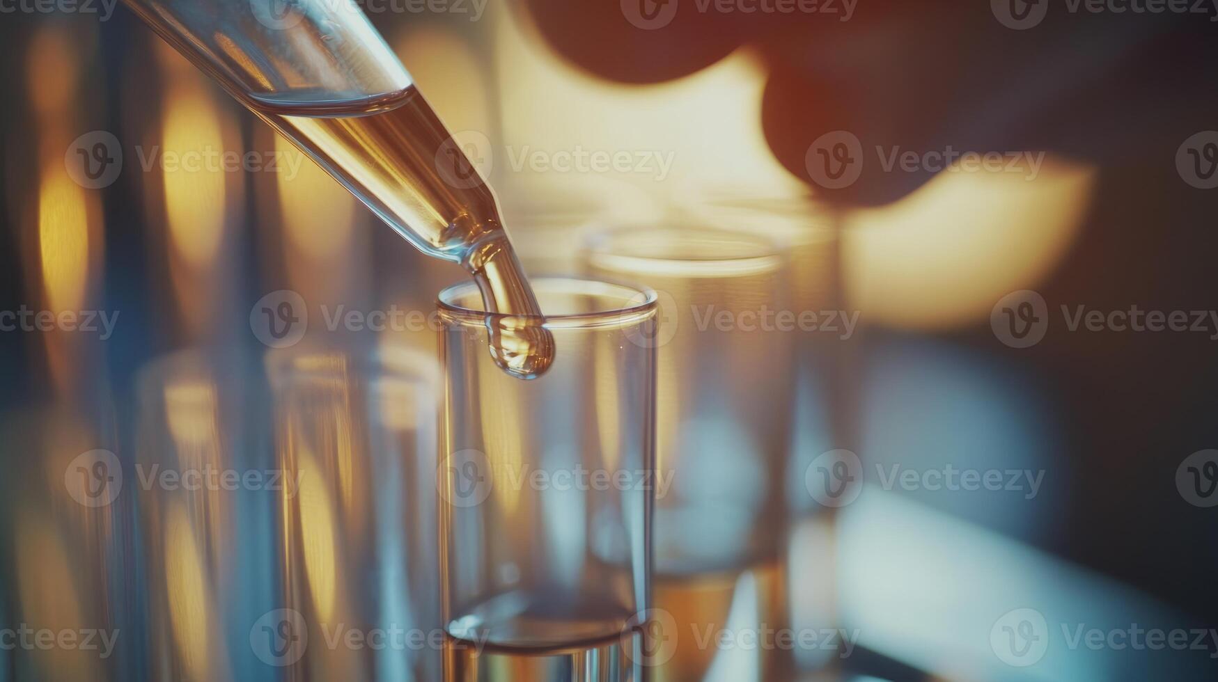 A highly skilled lab technician meticulously manages a test tube, showcasing advanced biotechnology processes while ensuring utmost precision in crucial scientific research and development tasks photo