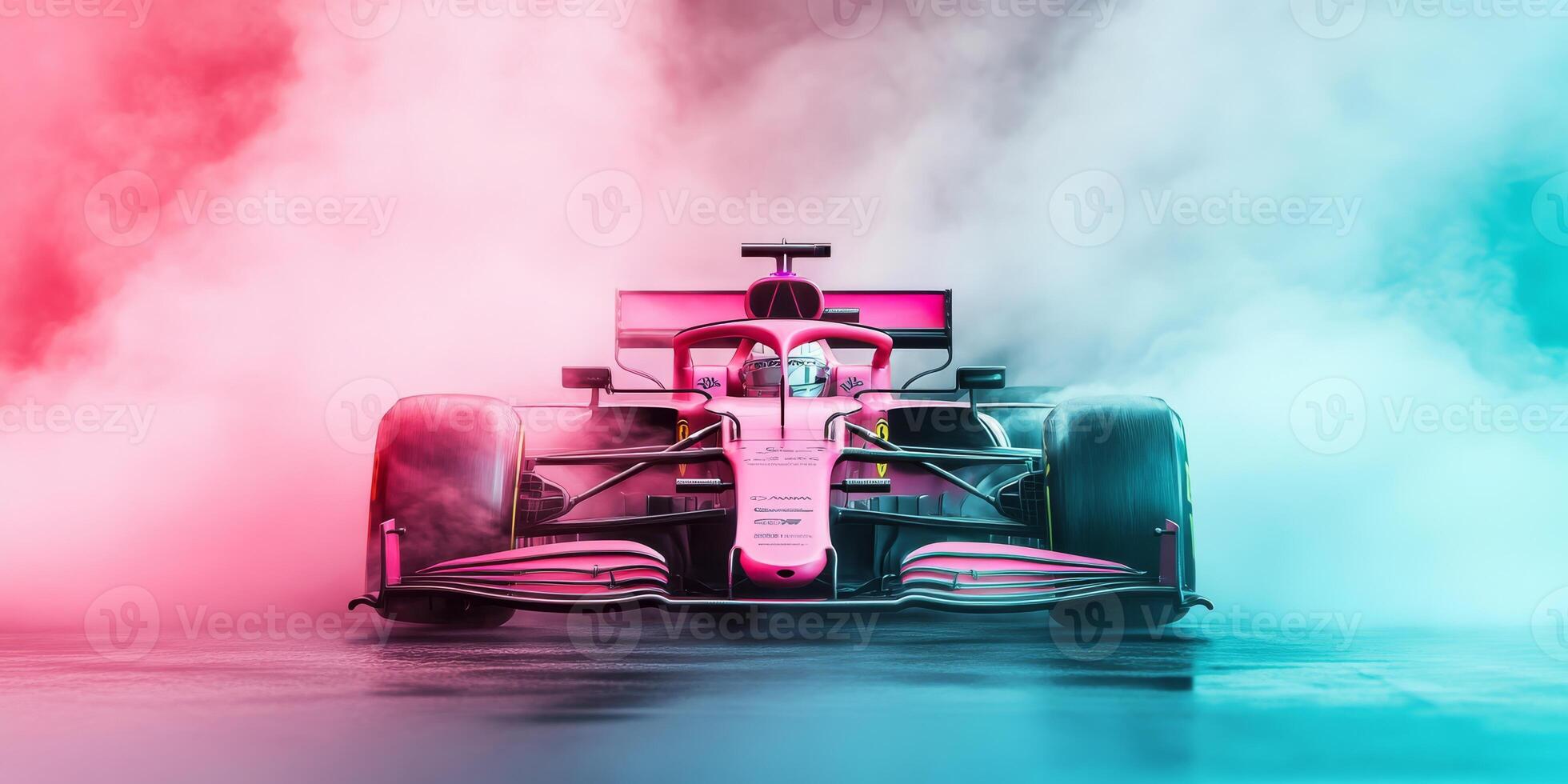 A visually stunning Formula 1 race car, illuminated by a spectrum of vibrant colors, vividly highlights unmatched speed and advanced technology that define the competitive world of motorsport photo