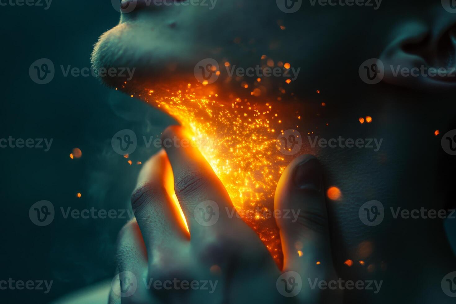 A man is currently undergoing a thorough health check due to swollen thyroid glands while also experiencing pain in his neck and throat, which is typical of various common ailments photo