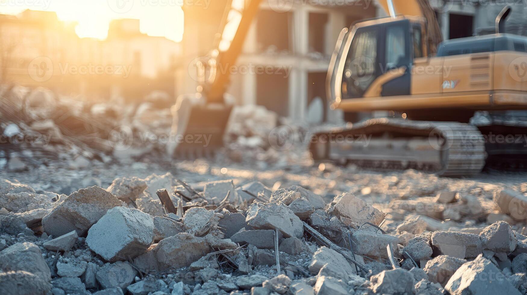 A busy construction site is alive with heavy machinery and debris, reflecting the significant urban transformation underway, filled with the sounds of progress in a city evolving into something new photo