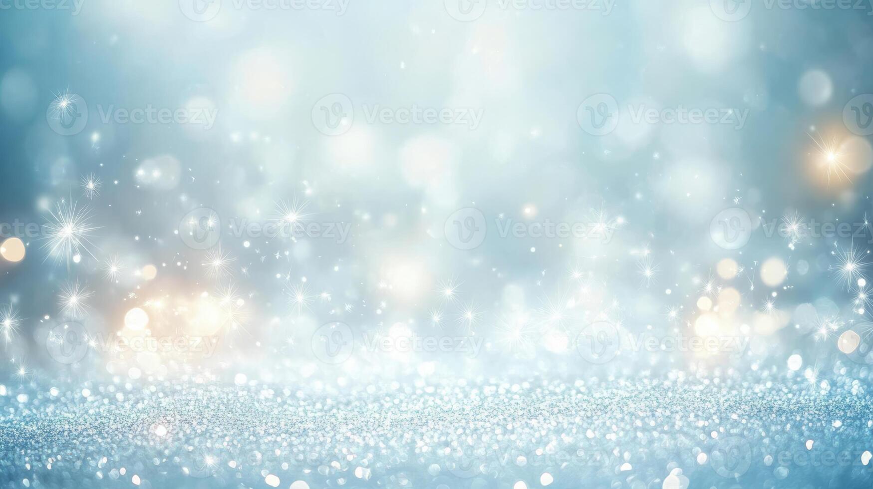 A mesmerizing light blue background that showcases numerous shimmering dots and sparkling effects, all combining to create a magical winter ambiance enhanced by an enchanting bokeh pattern photo