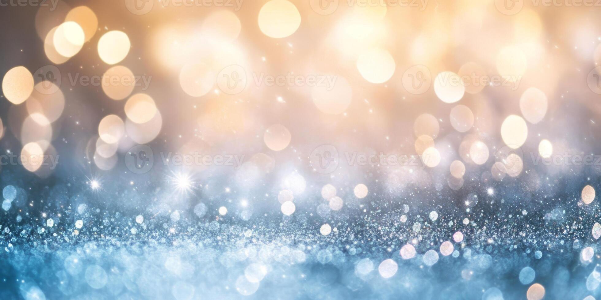 Imagine a dreamy background with shimmering blues and golden lights, ideal for winterthemed designs. This scene brings warmth and joy, perfect for celebrating the magic of the season photo
